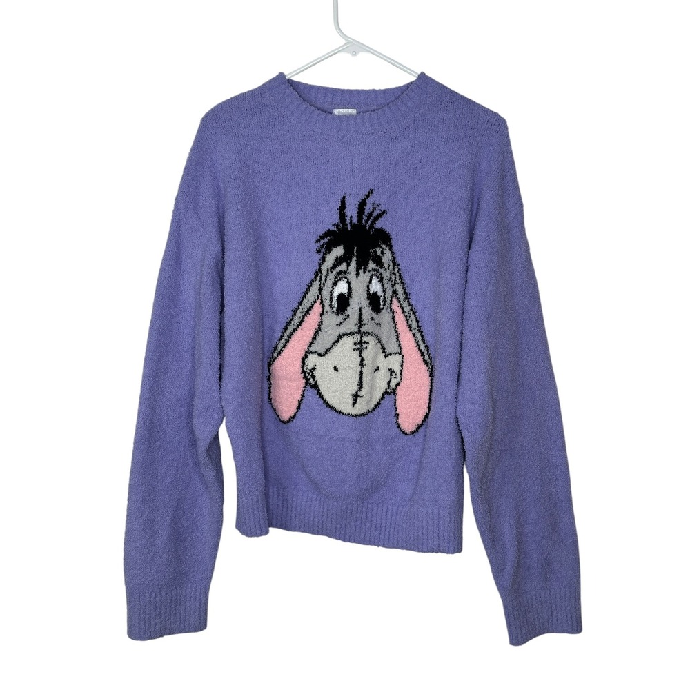Disney Eeyore Sweater Small Purple Knit Winnie the Pooh Character Pullover - Picture 2 of 8